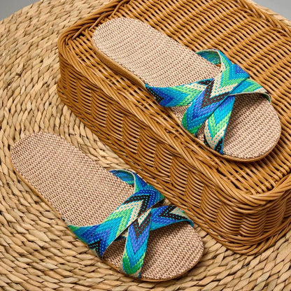 Women Slippers Lightweight Indoor Linen Slippers Antislip Home Shoes Summer Flat Sandals Casual Slippers
